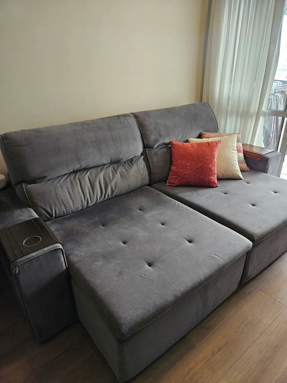 Sofá retrátil e reclinável Suede - Foto 4