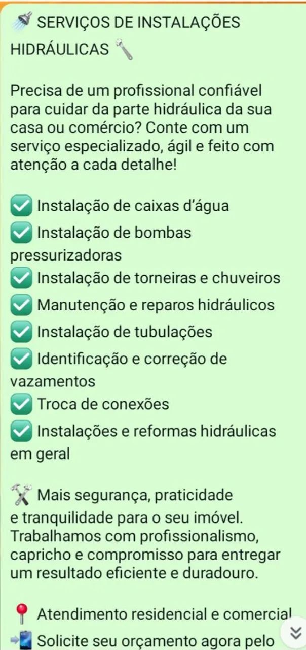 Serviços hidráulicos 