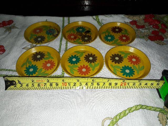 Conjunto de porta-copos antigo metálico