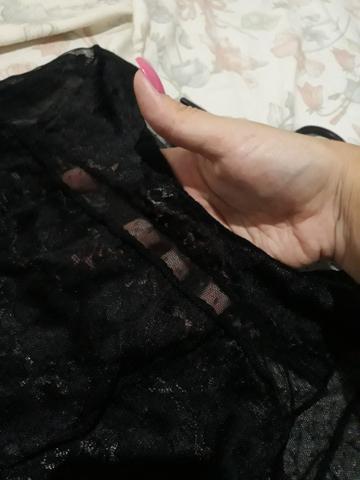 Blusa em tule manga longa com renda - Foto 2