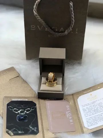 Aliança bvlgari o par cravejada de alto luxo com molas 