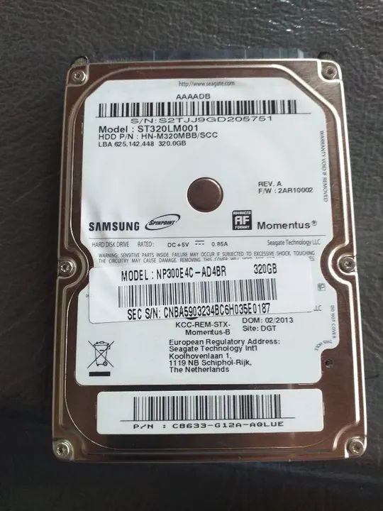 HD para notebook 320 gigas