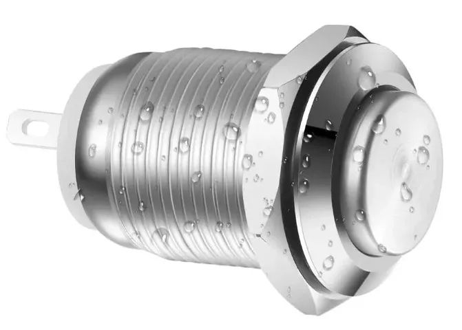 Botão Impermeável Momentaneo Push Button cromo Metal inoxidável 2pin N/O 12V 12m COD-CP752