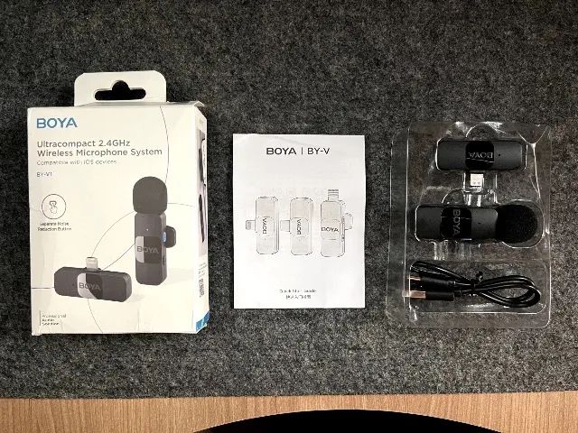 ? Microfone de lapela para iPhone Boya BY-V1 - Estado de Novo! ?