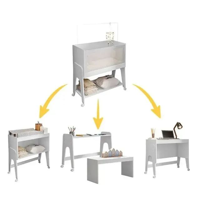 Mini berço com colchão, multifuncional 4 em 1, acopla na cama, 100% MDF