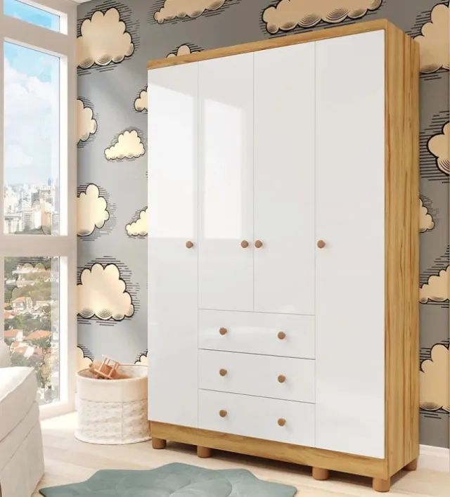 Guarda Roupa Infantil 4 Portas Junior 100% MDF (Novo) - Foto 2