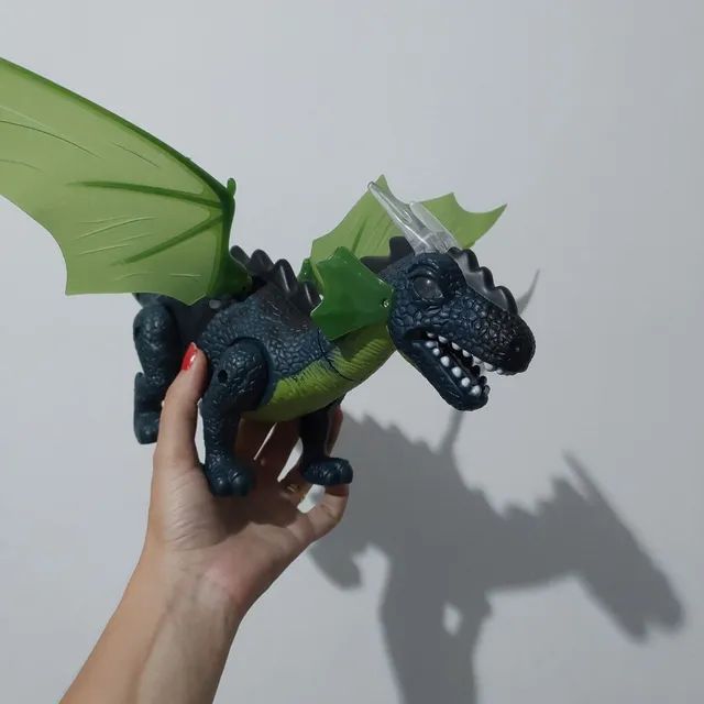 Dragão De Brinquedo 39cm Faz Som Acende Luz Mexe Asa E Cauda - Foto 5