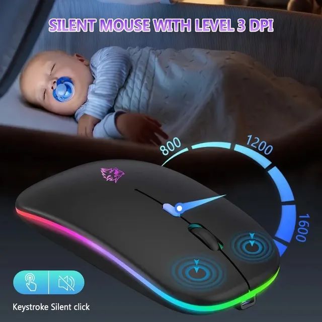 Mouse sem fio com RGB - Foto 5