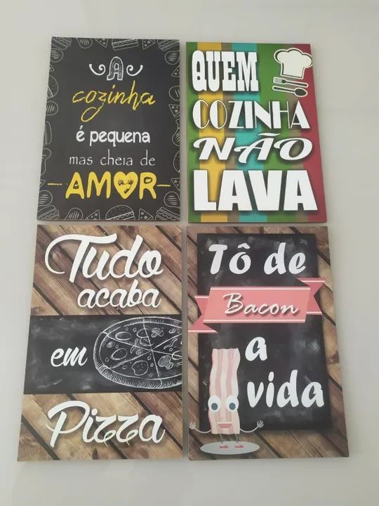 Kit 4 Quadros Cozinha Decorativo 20x30cm