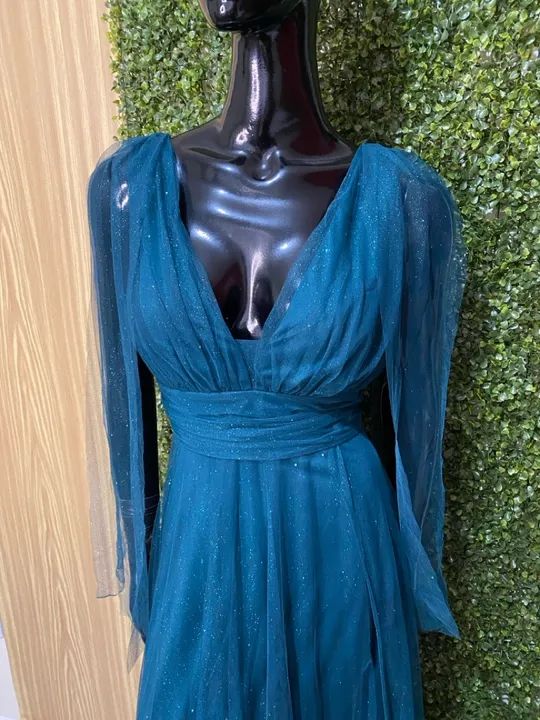 Vestido Longo verde com Brilho (GG) - Foto 4