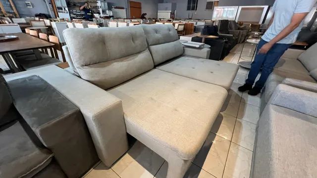 Sofá novo retrátil e reclinável todo no linho