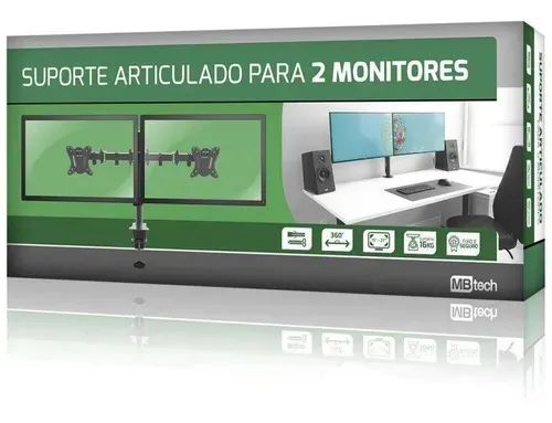 Suporte Articulado P/2 Monitores Sup 16kg Mb84299 Mbtech