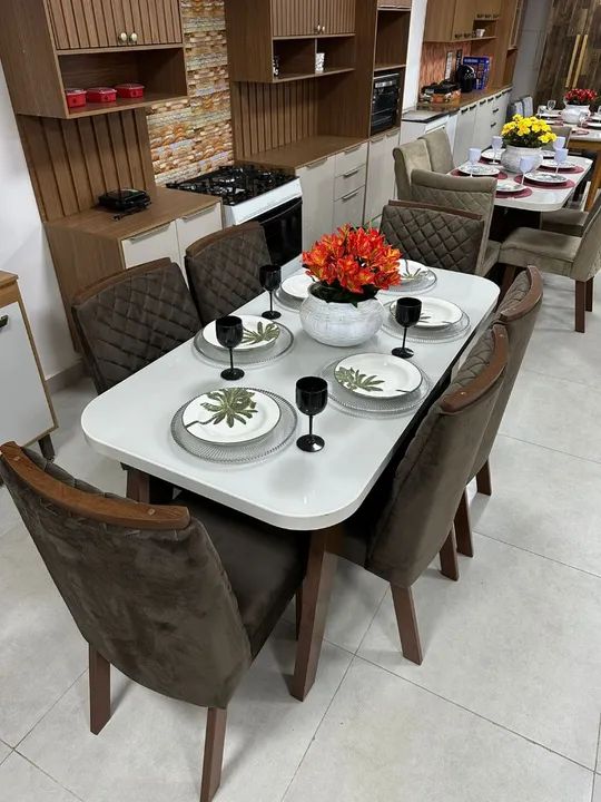 Mesa de jantar 6 cadeiras Gold tampo de vidro - Foto 3