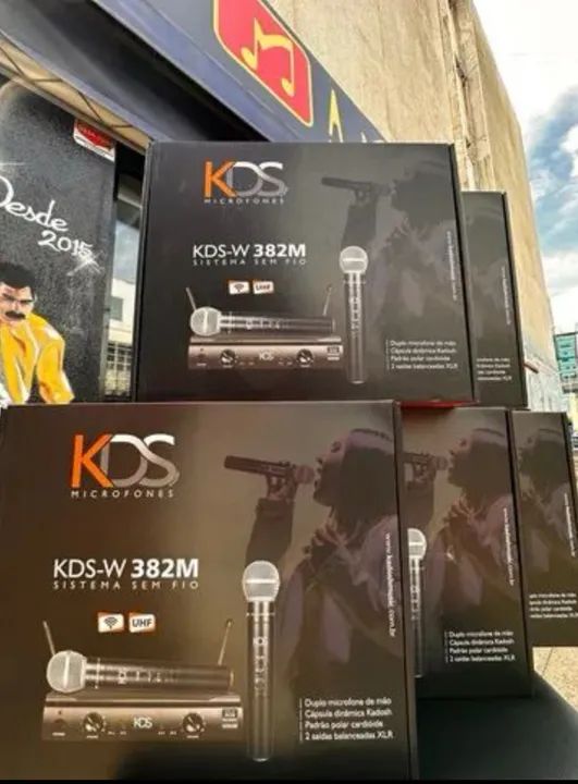 Microfone Kadosh sem fio duplo KDS-W 382M - Foto 4