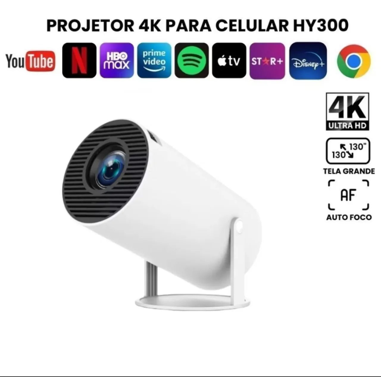 Projetor 4K para Celular HY300 - Imagem Incrível!