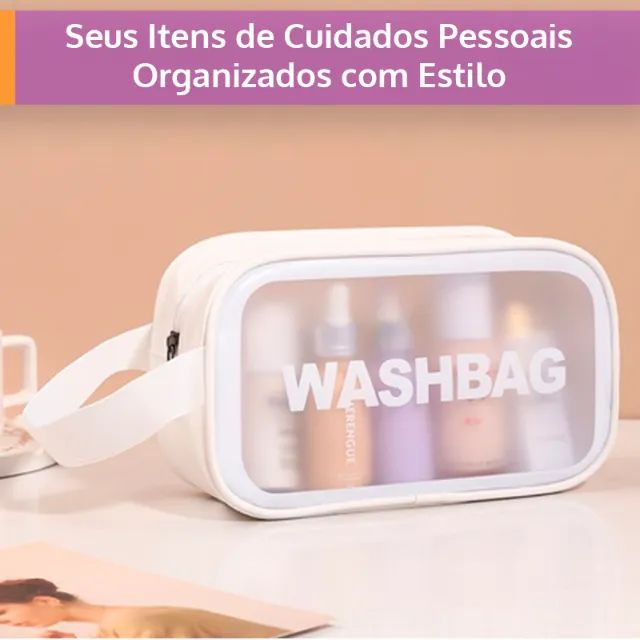 Bolsas Necessaire Branca para Viagem, Academia, Maternidade e Uso Diário - Kit com 3 - Foto 2