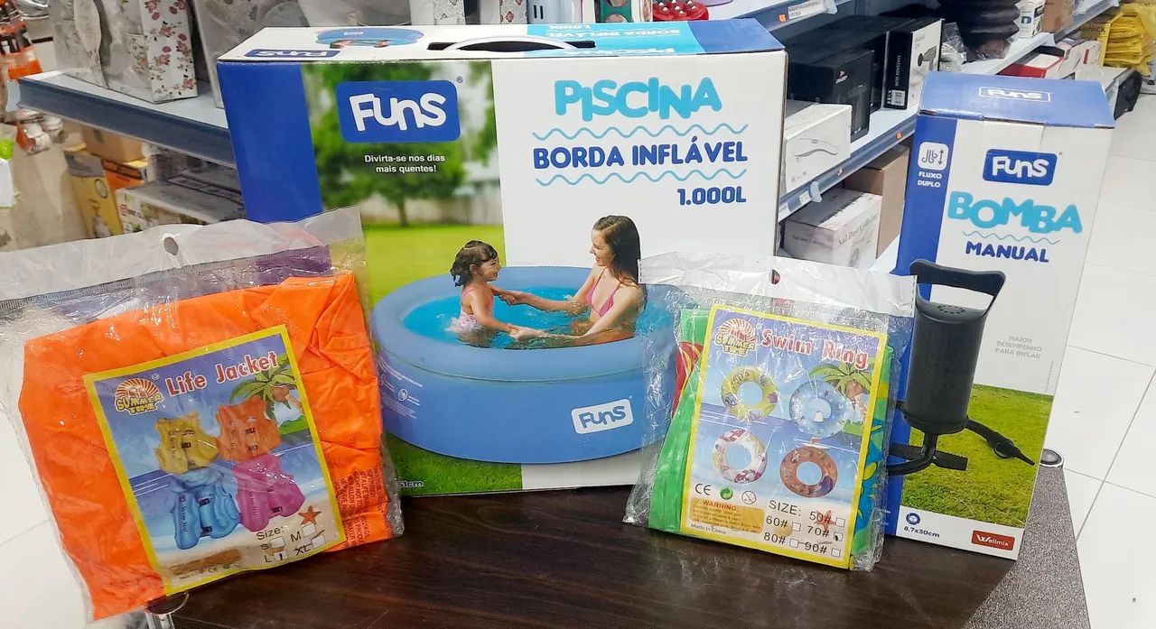 Kit Piscina Infantil com Bomba Manual e Acessórios