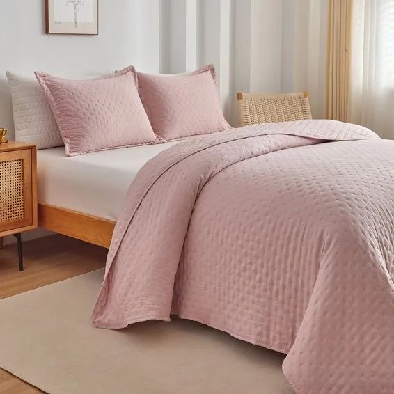 Colcha casal rosa premium 300 fios super macia toque de algodão pluma de ganso - Foto 6