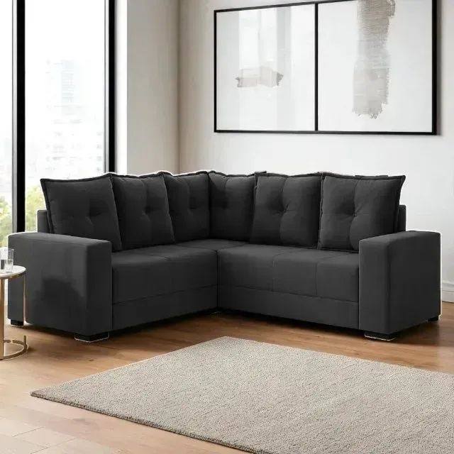 Sofá de canto bella veludo cinza