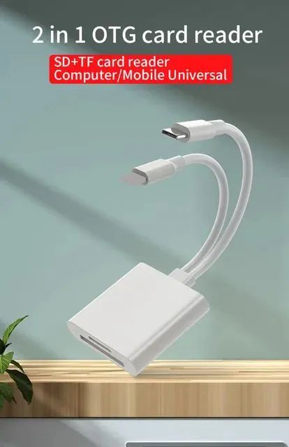 Adaptador 2x1 Lightning e USB C para Micro SD - Leia seus cartões no iPhone - Foto 5