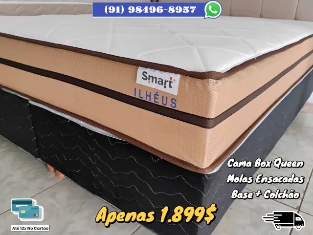 CAMA BOX QUEEN DE MOLAS ENSACADAS 