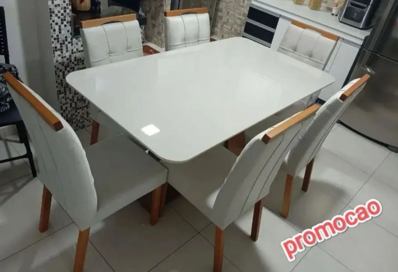 Mesa de Jantar Elegante com 6 Cadeiras