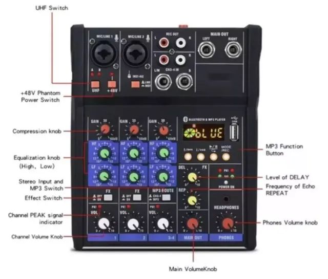 Kit Home Studio Profissional Mesa 4 Canais + 2 Microfones Bivolt - Foto 4