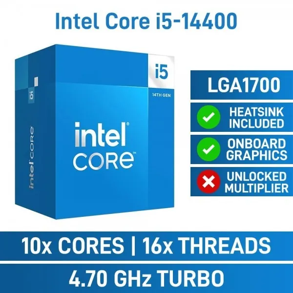 Processador Intel Core I5 14400, 14ª Geração 3.5 Ghz, 4.7 Ghz Turbo, Cache 20mb, LGA1700
