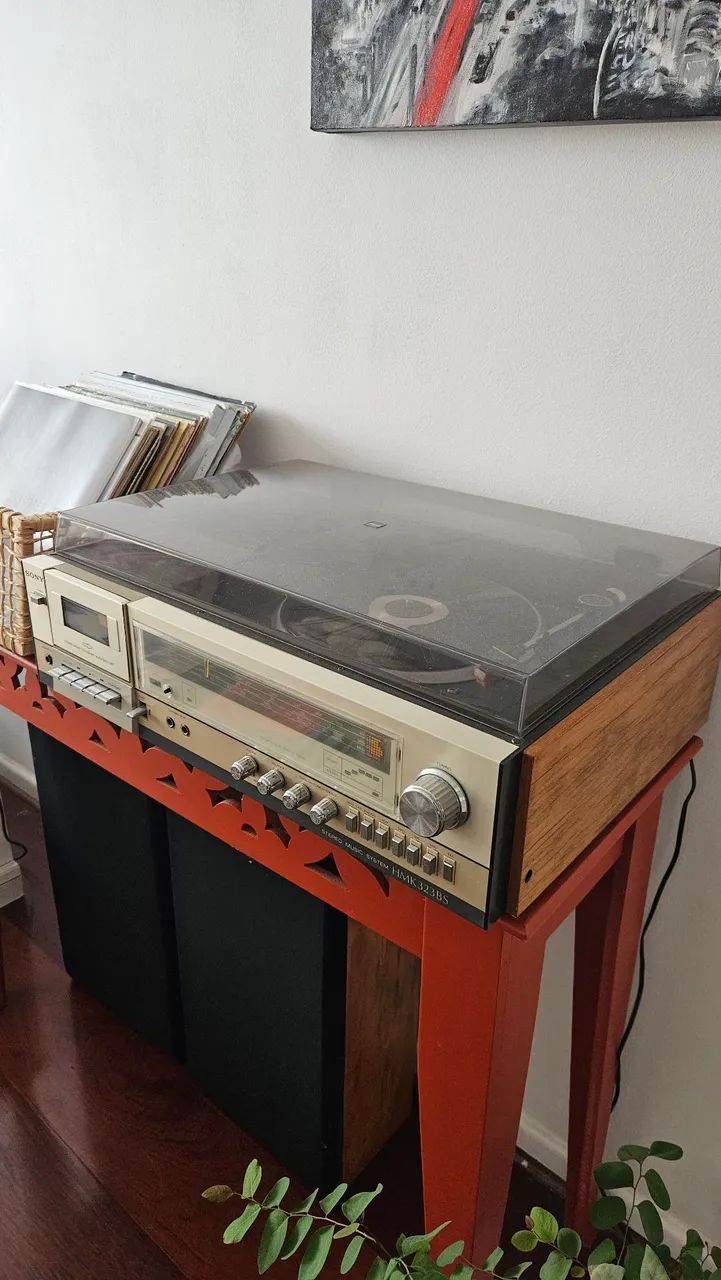 Aparelho de som toca discos vintage Sony HMK 323BS com caixas de som - Foto 5