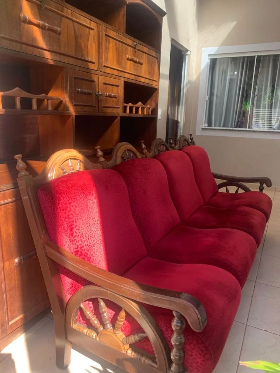 Conjunto de sofá relíquia madeira antiga 