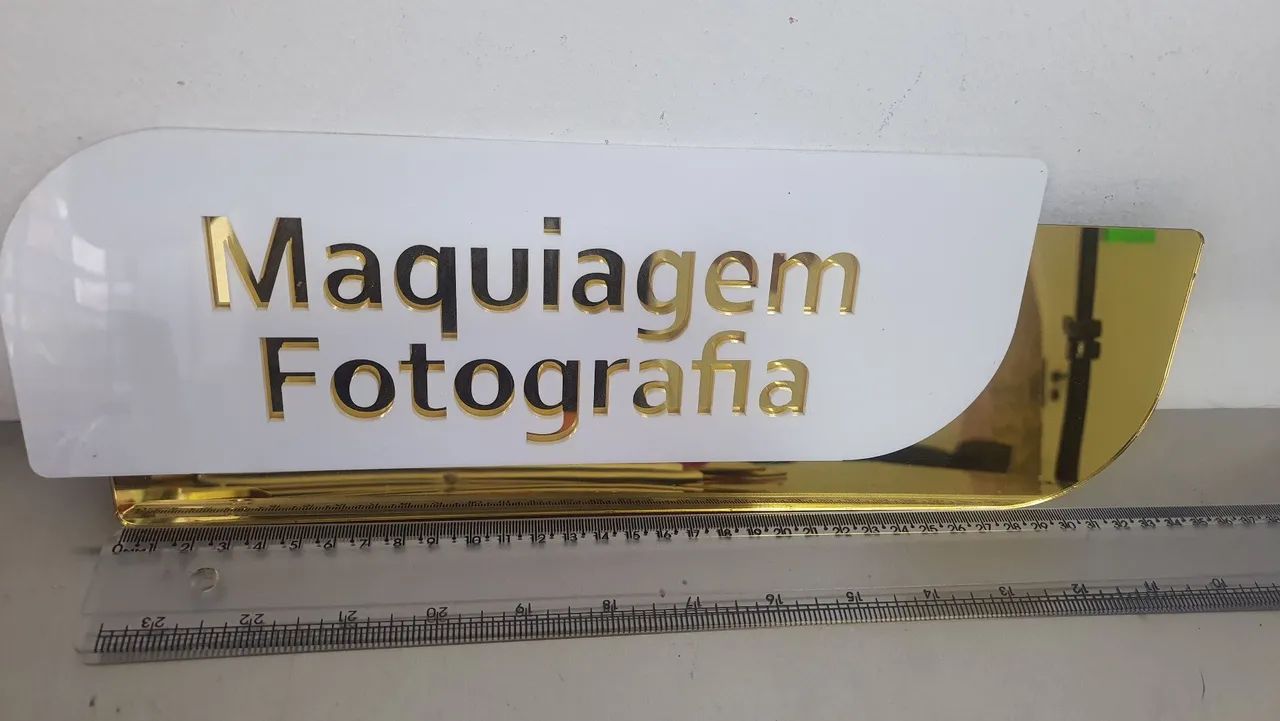 Placa de Sinalização para porta de acrílico espelhado Branco e Dourado  - Foto 4