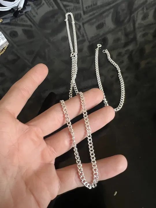 Corrente + bracelete folheado a prata  - Foto 2