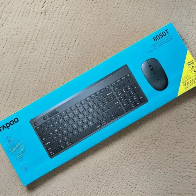Excelente Kit Combo Rapoo Teclado e Mouse sem Fio 2.4 ghz Black 8050T Reembalado