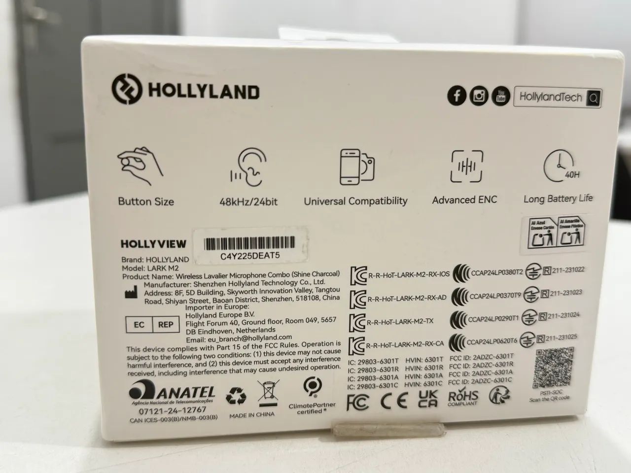 Microfone Hollyland Lark M2 Duo Combo Duplo Para 2 Pessoas USB-C, Lightning e Camera preto - Foto 2