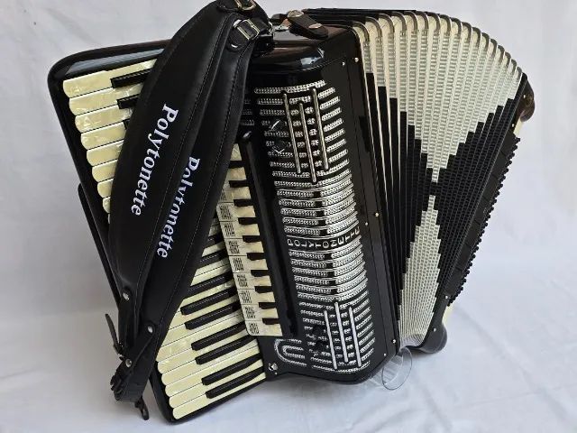 Acordeon 120 Baixos Polytonette Dupla R. Já Eletrificada