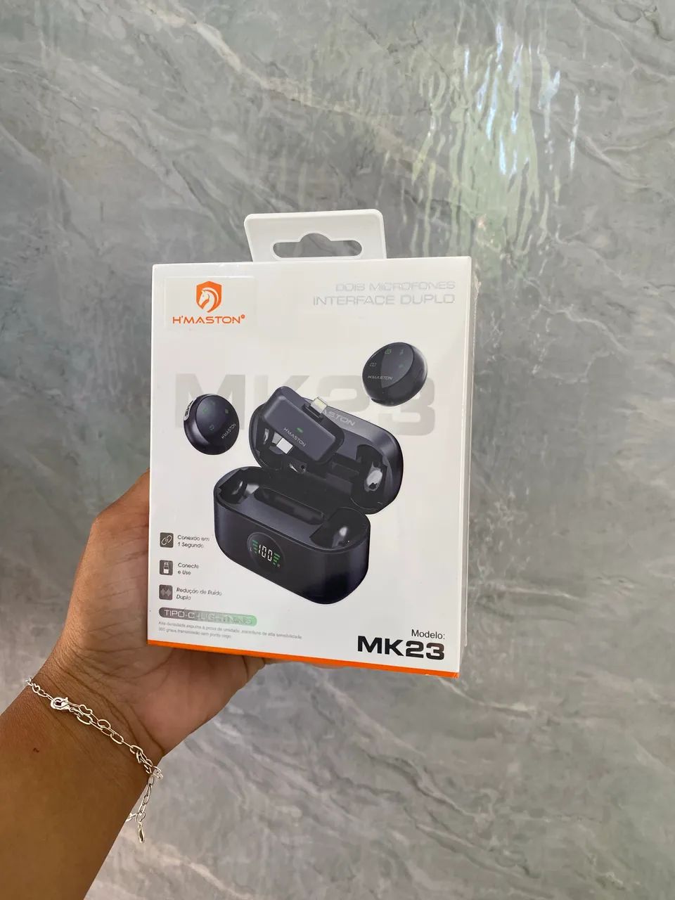 Microfone de lapela duplo iPhone e Tipo C - 