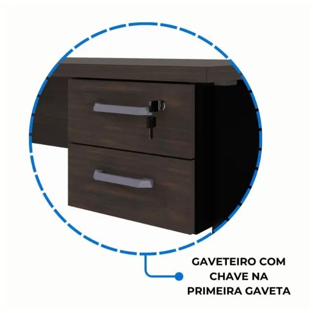 Mesa Para Escritório Gaveteiro Integrado Visual Sofisticado 23473 - Foto 5