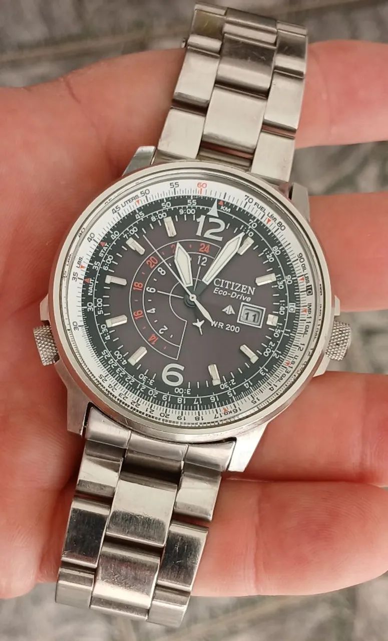 Belíssimo Relógio Citizen Eco-Drive aviador WR200 antigo de coleção impecável  - Foto 5