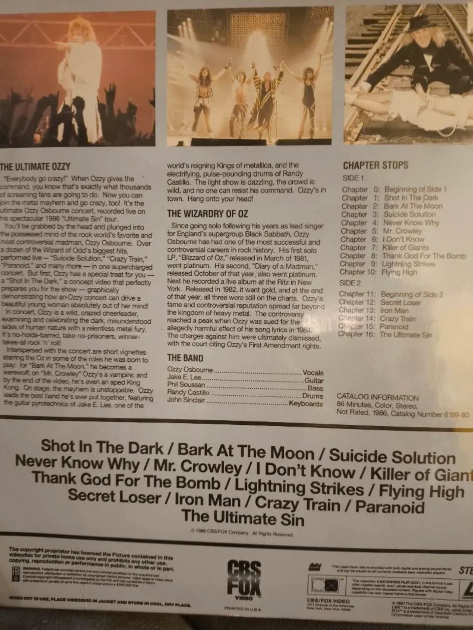 Laserdisc Ozzy Osbourne - The Ultimate Sin Tour - CDs, DVDs etc
