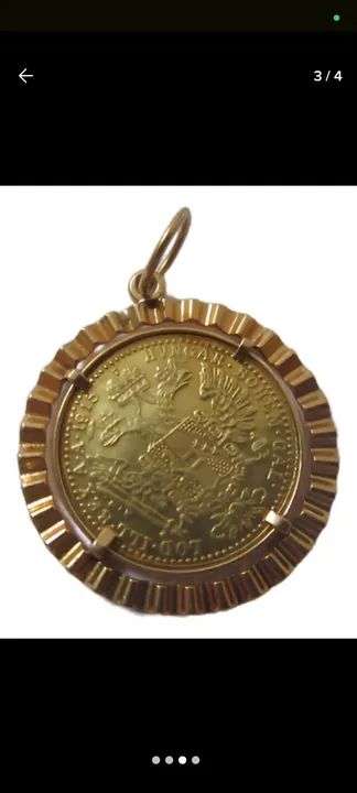 Pingente de moeda ouro22k 1 Ducado Áustria 1915 - Foto 3