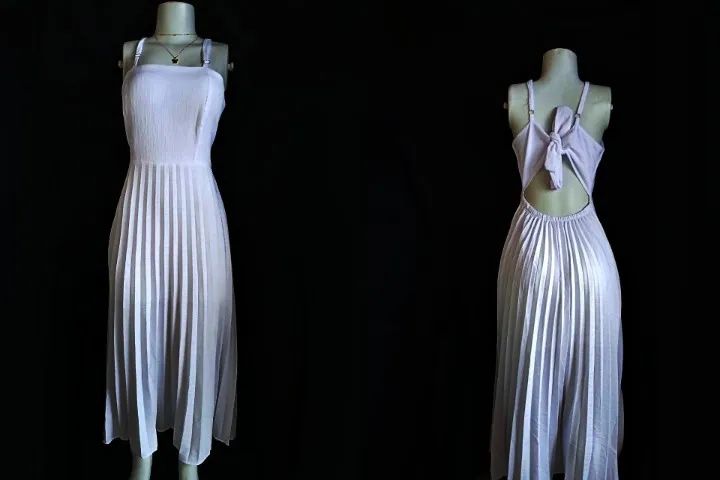 Vestido com saia Plissada, amarração nas costas - Foto 3