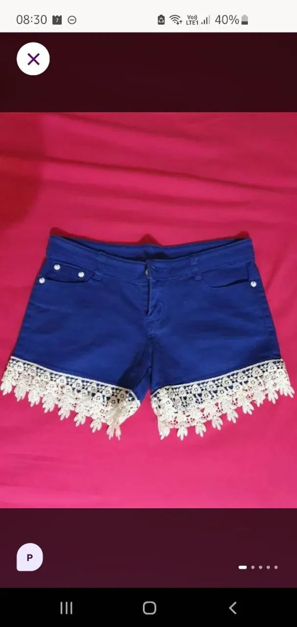 Short azul com Renda 