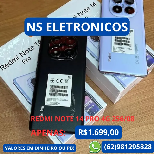 Celular Xiaomi Note 14 Pro 4G NFC 256gb 08gb Ram Lacrado Global Entrega Gratis Azul Preto