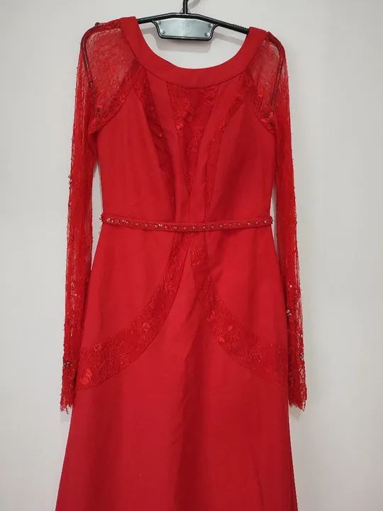 Vestido de festa Longo Vermelho de Renda