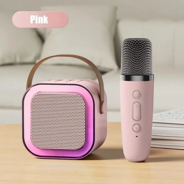 Caixa de som sem fio Karaokê K12, Mini Alto-falante Bluetooth portátil com 1 Microfone