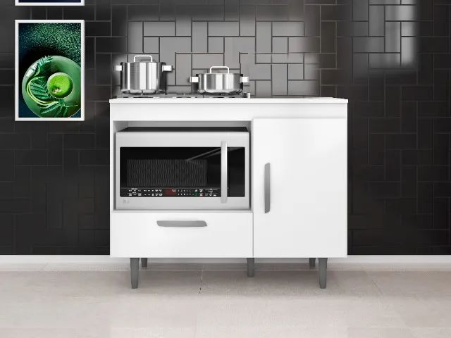 Balcão Cooktop 1 Porta 1 Gaveta Dervin