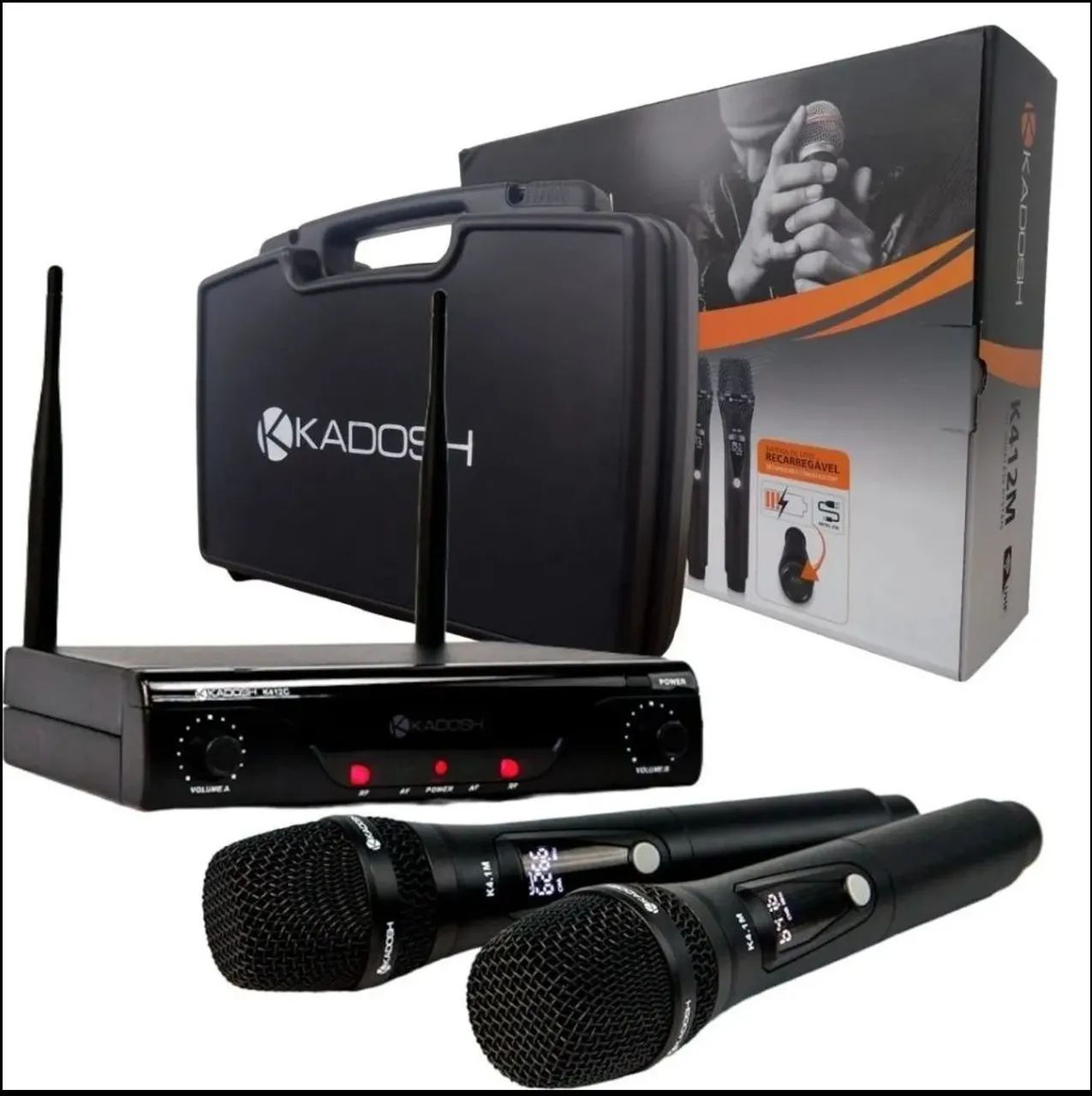 Microfone sem fio Kadosh ( com bateria de litio Recarregável)