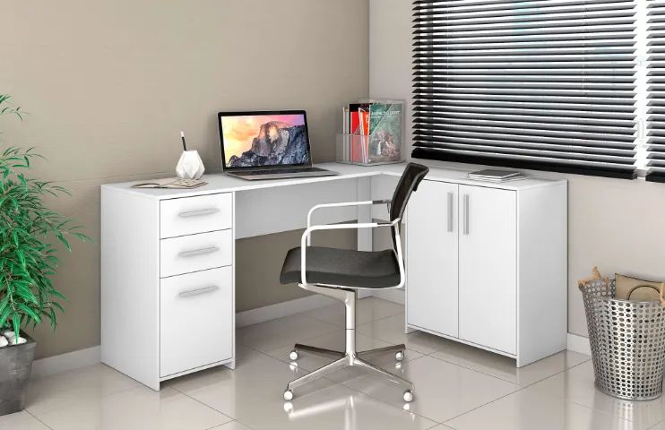 Mesa Office de Canto NT 2005 Notável Branco - Entrega Rápida! 