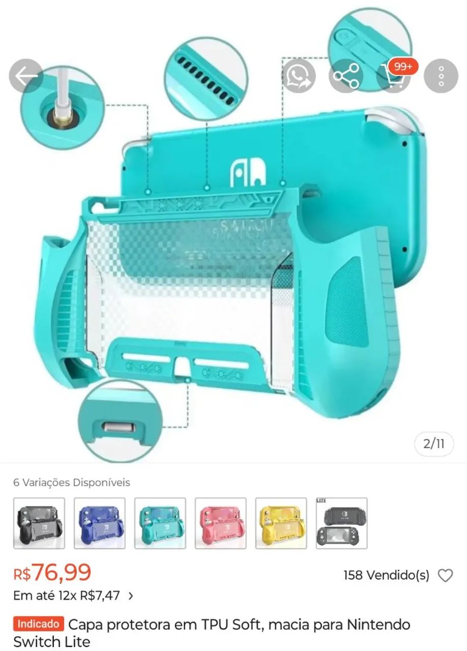 Kit 4 Acessórios para Nintendo Switch Lite (NOVO) - Foto 2