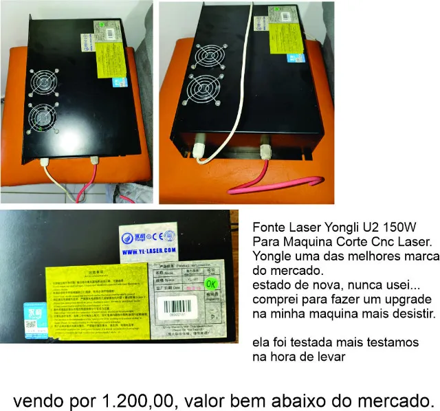 Fonte Laser CO2 Yl-u2 150w Para Maquina Corte Cnc Laser